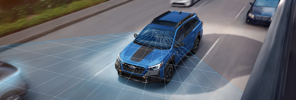 A photo illustration of the EyeSight Driver Assist Technology on the 2023 Outback Wilderness. | Valley Subaru of Longmont in Longmont CO