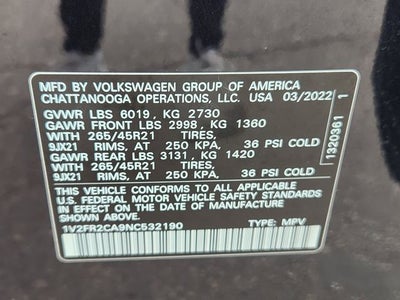 2022 Volkswagen Atlas 3.6L V6 SEL Premium R-Line