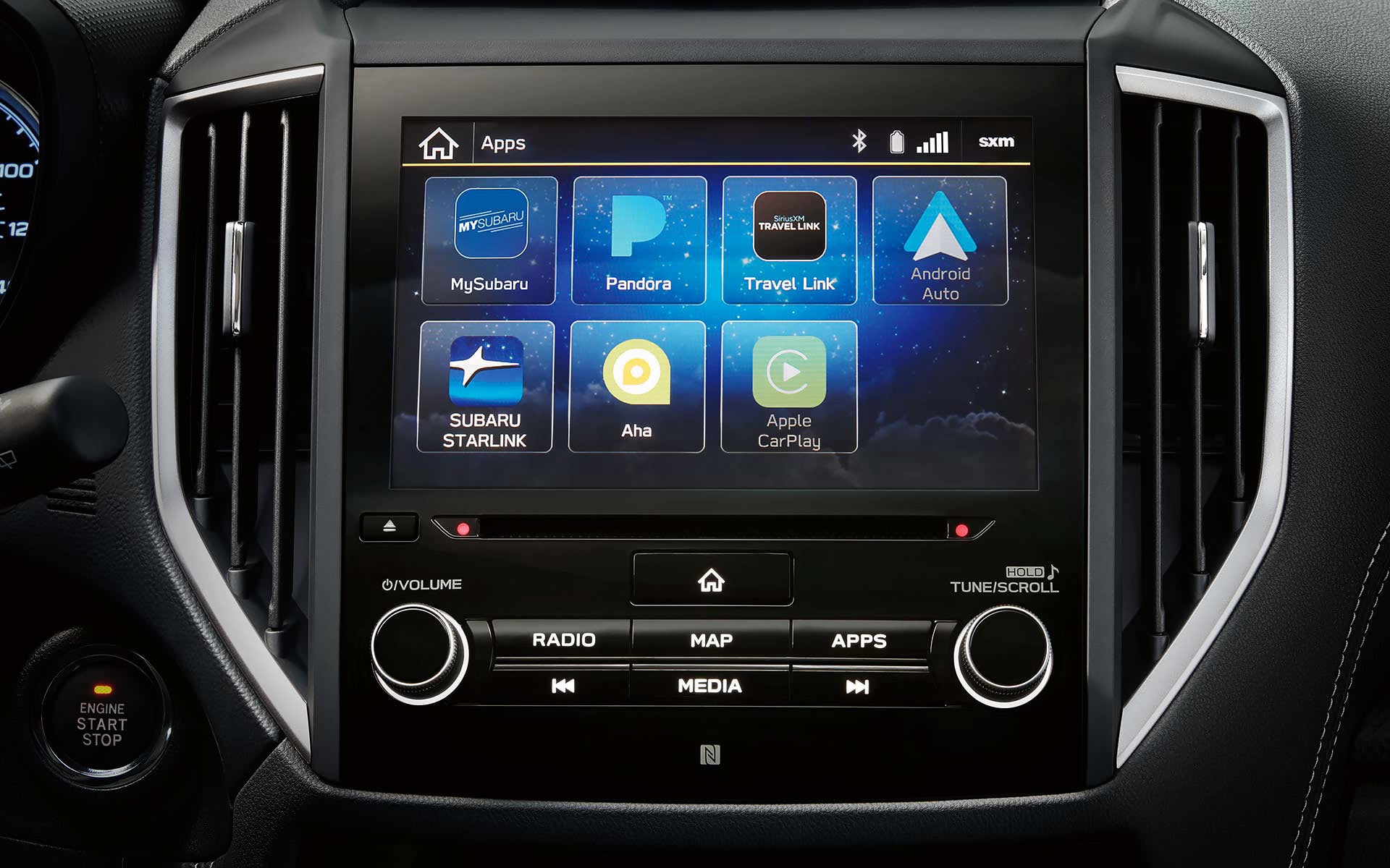 A close-up of the SUBARU STARLINK Multimedia touchscreen on the 2022 Forester. | Valley Subaru of Longmont in Longmont CO